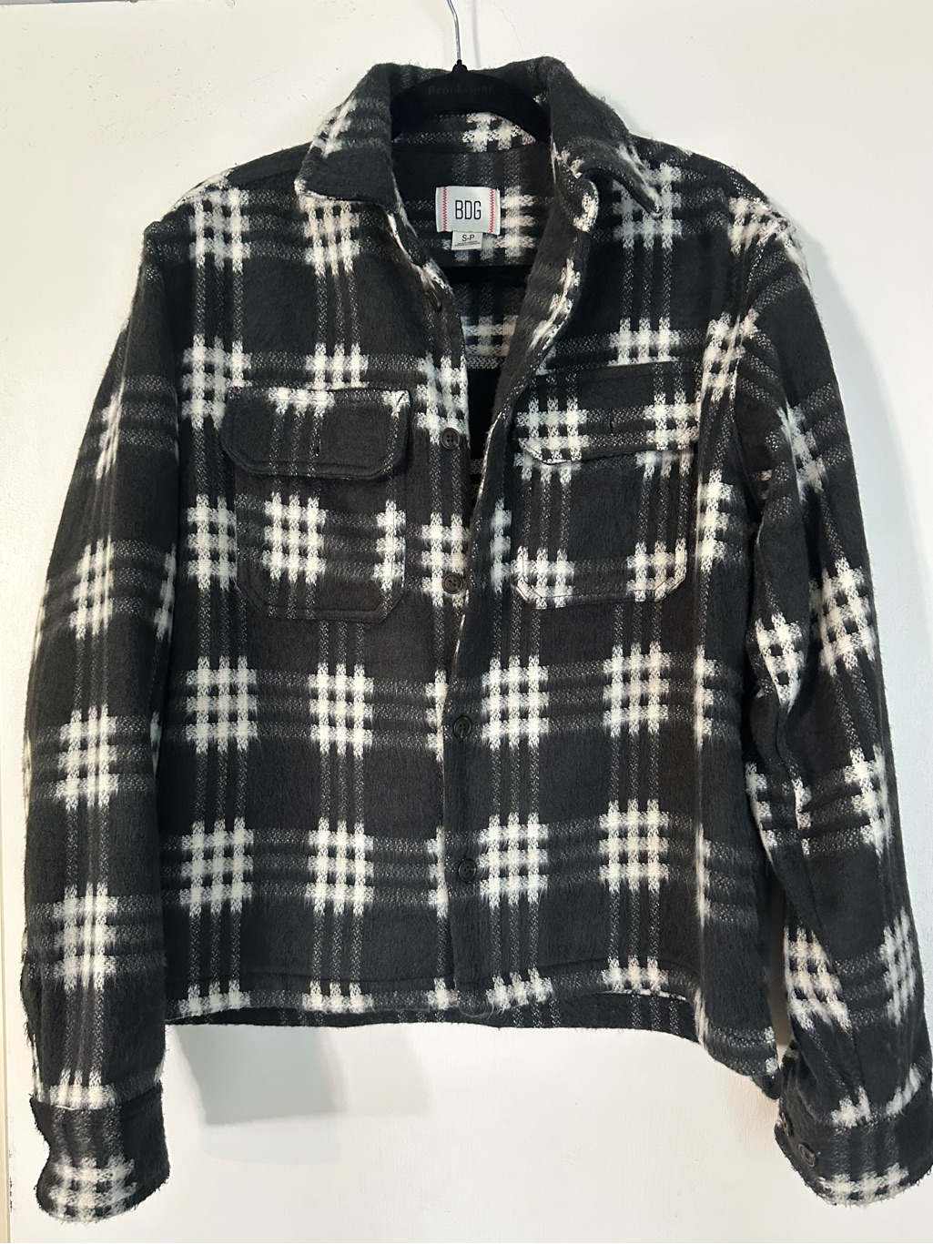Bdg Black & White Plaid Flannel Shacket